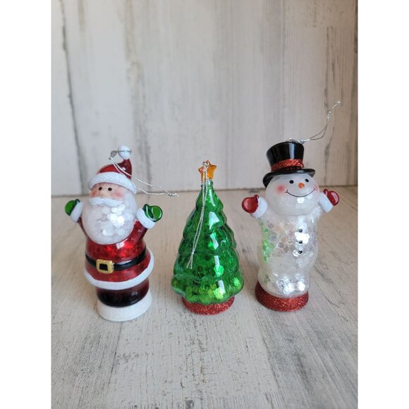 St Nicholas square AS IS Santa claus tree snowman glitter ornament Xmas set - Picture 1 of 5